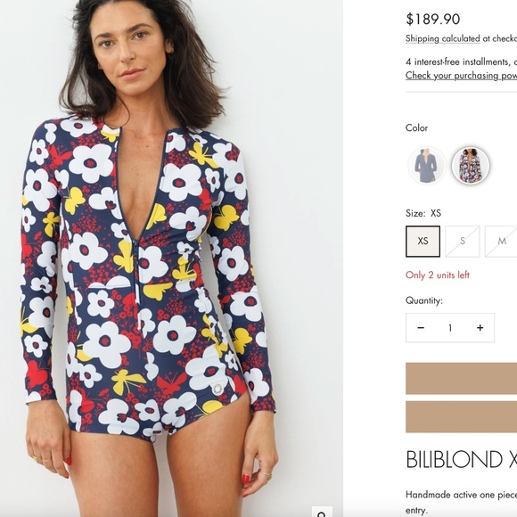 Medium Biliblond Alex Flowers Long Sleeve Swimwear Brand New with Tags - Picture 2 of 9